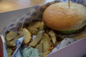 California Burger and Grilled Artichokes. at M.O.B. - Marais in Paris
