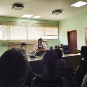Raw food 'cooking' demo at Mitzpe Alummot in Kibbutz Alummot