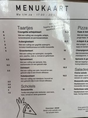 Menu  at Pumpkin in Haarlem