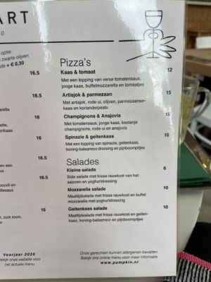 Menu  at Pumpkin in Haarlem