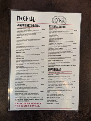 Menu at Pochito  in Mascot