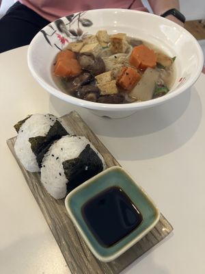 Onigiri and pho  at Tsuki Tea in Budapest