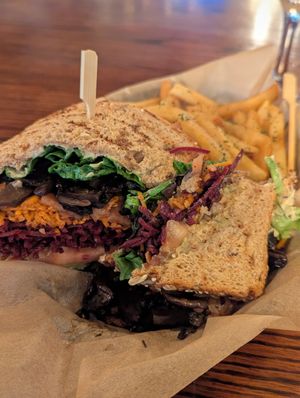 Vegan Angel with marinated mushrooms at Louie's in Ashland