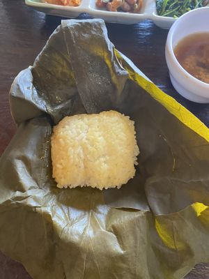 The rice in the lotus leaf   at Maji - 마지 in Seoul
