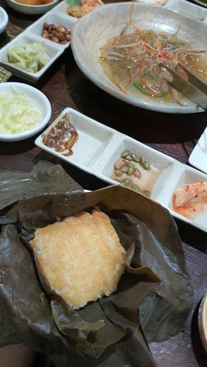lotus rice and glass noodles during dinner course at Maji - 마지 in Seoul