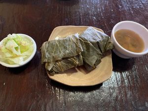 Rice inside the lotus leaves (part of set lunch)  at Maji - 마지 in Seoul