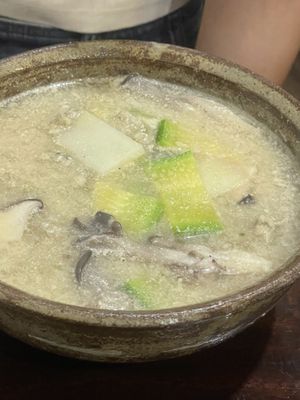 Perilla seed powdered Sujebi.   at Maji - 마지 in Seoul