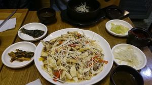 A big plate of glass noodles stir-fried with mushroom! at Babione - 바비오네 in Seoul