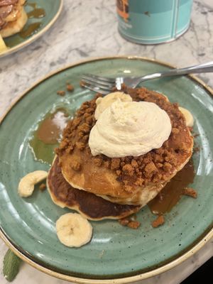 Pancakes with banana & biscoff   at Bill's Stratford Restaurant in London