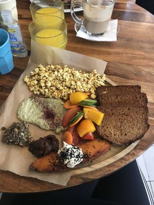 scrambled tofu breakfast   at Cafe Xoho in Tel Aviv