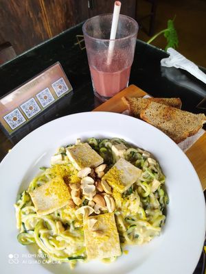 Zucchini pasta. Vegan at Samsara in Antigua