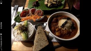 This is the Dum Aloo with the Quinoa balls. It looks good but it was very bad. at Samsara in Antigua