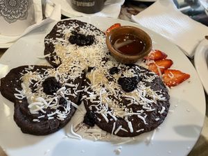 Cacao pancakes at Samsara in Antigua