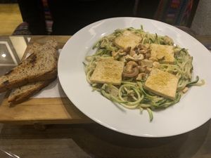 “Cheesy” zoodles  at Samsara in Antigua