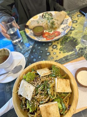 “Wok” at bottom and eggless “Egg Roll” at top  at Samsara in Antigua