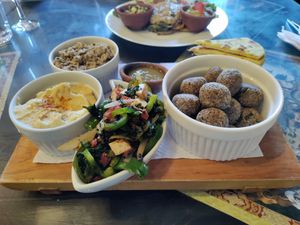 Platter. The hummus is excellent! at Samsara in Antigua