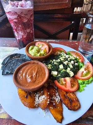 The Big Green vegan with frozen basil hibiscus drink at Samsara in Antigua