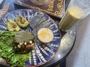 Scrambled tofu (which wasn’t scrambled lol)  at Samsara in Antigua