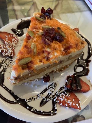 carrot cake! And a huge piece too!!  at Samsara in Antigua