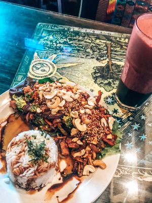 Can’t remember name but vegan with tempeh and hibiscus drink  at Samsara in Antigua