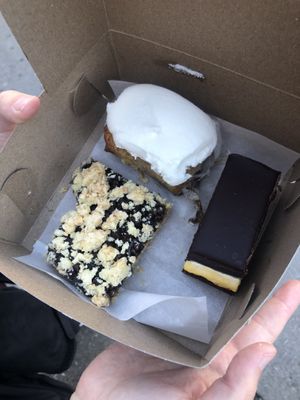 Oat bar, cinnamon bun, Nanaimo bar   at Bunner's Bake Shop - Kensington in Toronto