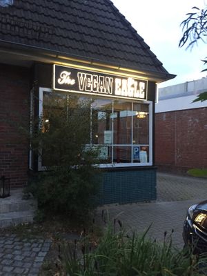 Outside at The Vegan Eagle in Hamburg