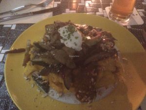 Main: pumpkin with artichokes and vegetables at The Vegan Eagle in Hamburg