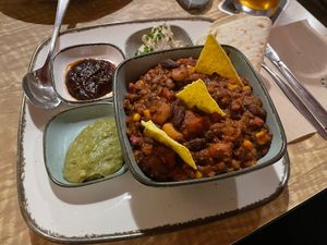 Five bean Chili  at The Vegan Eagle in Hamburg