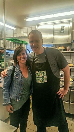 Konstantin is a great cook! at The Vegan Eagle in Hamburg