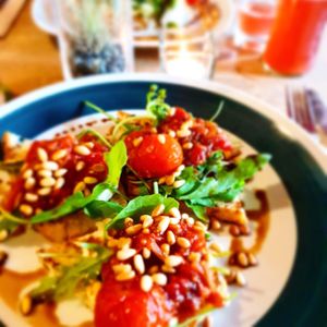 Cashew bruschetta starter at The Vegan Eagle in Hamburg