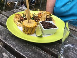 Tacos with corn and beans at The Vegan Eagle in Hamburg