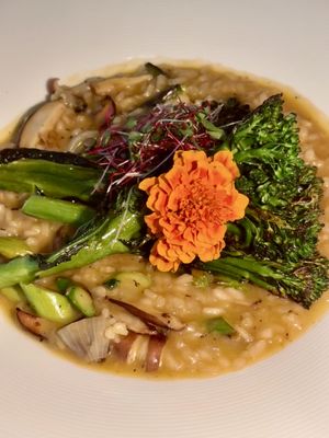 Mushroom risotto, vegan  at Café '36 in Kalamazoo