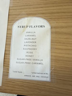 syrups and milks  at One of Each Cafe&Bakery in Atlantic Beach