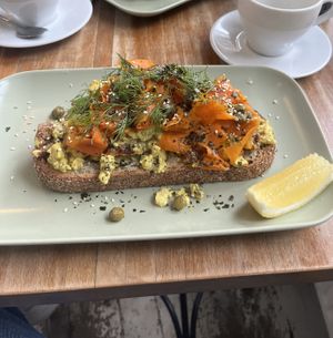 Vegan salmon toast  at Niezłe Ziółko in Warsaw