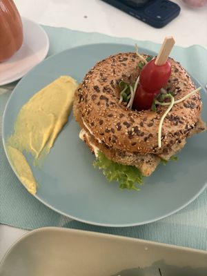 Mushroom bagel  at Niezłe Ziółko in Warsaw