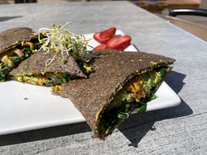 Savory avocado crepe  at Trilogy Sanctuary in La Jolla