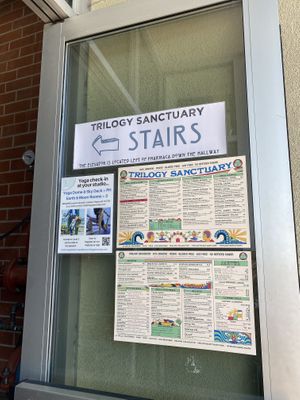 Full Menu w/Signage for Stairs Passage to Top  at Trilogy Sanctuary in La Jolla