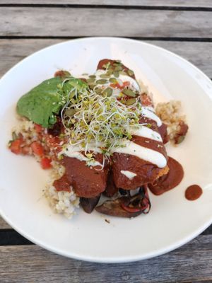 Enchiladas at Trilogy Sanctuary in La Jolla