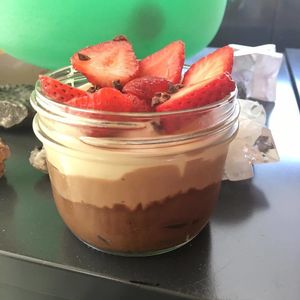 Decadence! Avocado, cacao and strawberries...and I think cashews.  at Trilogy Sanctuary in La Jolla