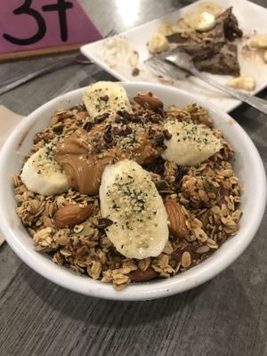 Peanut butter açaí bowl. The best ever! at Trilogy Sanctuary in La Jolla