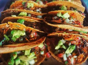 Our AMAZING TACOS !! home made tortillas, with quinoa chorizo, pico, avocado, eggplant bacon and our homemade LOVE sauce !! Vegan, soy and gluten free! at Trilogy Sanctuary in La Jolla