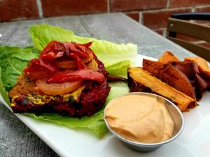 Can't Stop The Beet Burger (as a lettuce wrap) at Trilogy Sanctuary in La Jolla