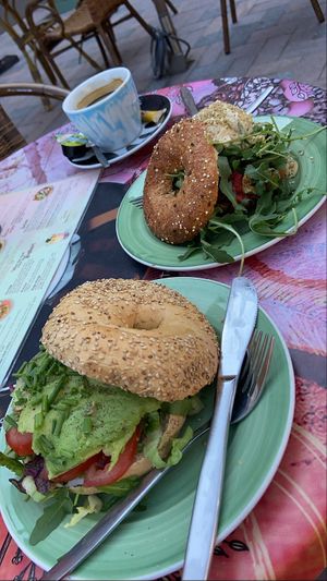 our order for the day  at Bagels & Beans - Plaats in The Hague