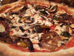 Don't miss The Hearth's delicious vegan pizza with loads of veggies, caramelized onions and cashew cheese :0)~ at The Hearth in Lewes