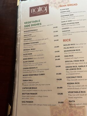 Menu   at Natraj Romsey in Romsey