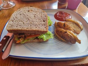 Sandwich with homemade sour dough bread at Mandarina in Quetzaltenango