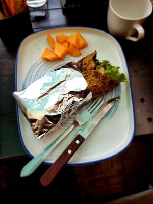 Wrap with chickpeas and sweet chilli at Mandarina in Quetzaltenango