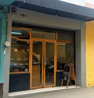 The store front. The cafe is located alongside La Despensa supermarket, on 7a Calle.  at Mandarina in Quetzaltenango