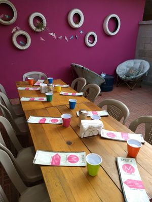 Another photo of the patio set up for a breakfast group.  at Mandarina in Quetzaltenango