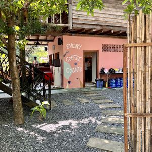 Garden setting  at Epic Arts Cafe in Kampot